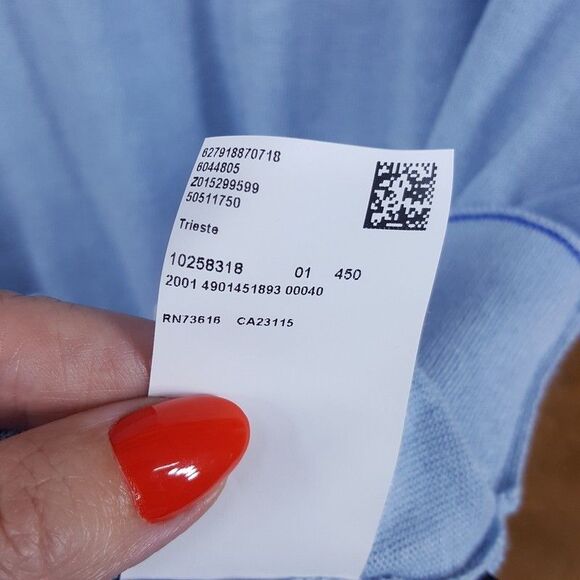 HUGO BOSS Polo Shirt Mens Small Blue Short Sleeve Knit Linen Blend TRIESTE $198 - Picture 9 of 12